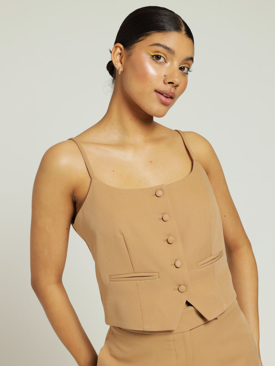 White Strappy Waistcoat Top