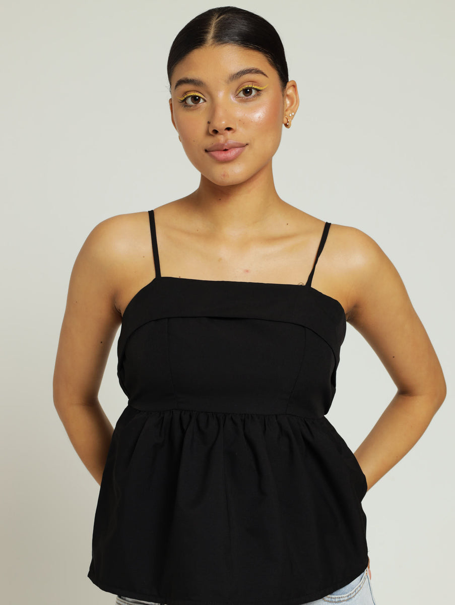 Strappy Poplin Cami - Black – LEGiT