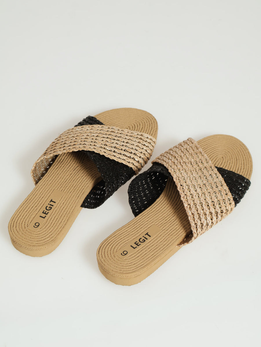 cc cross sandal mule beige lambskin multi logo main image 0