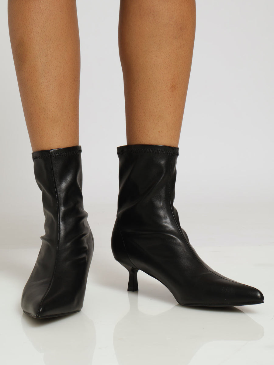 Kitten Ankle Pointy Sock Boot Black LEGiT