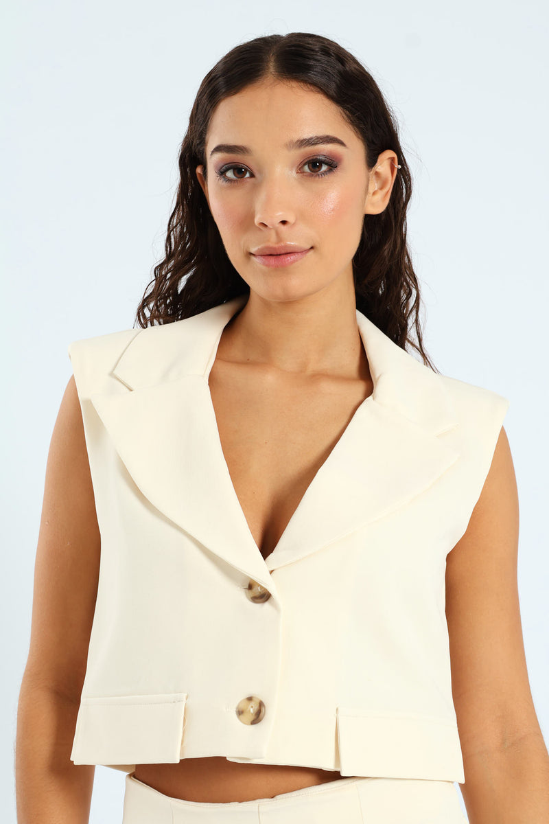 Cropped Blazer - Cream main image 0