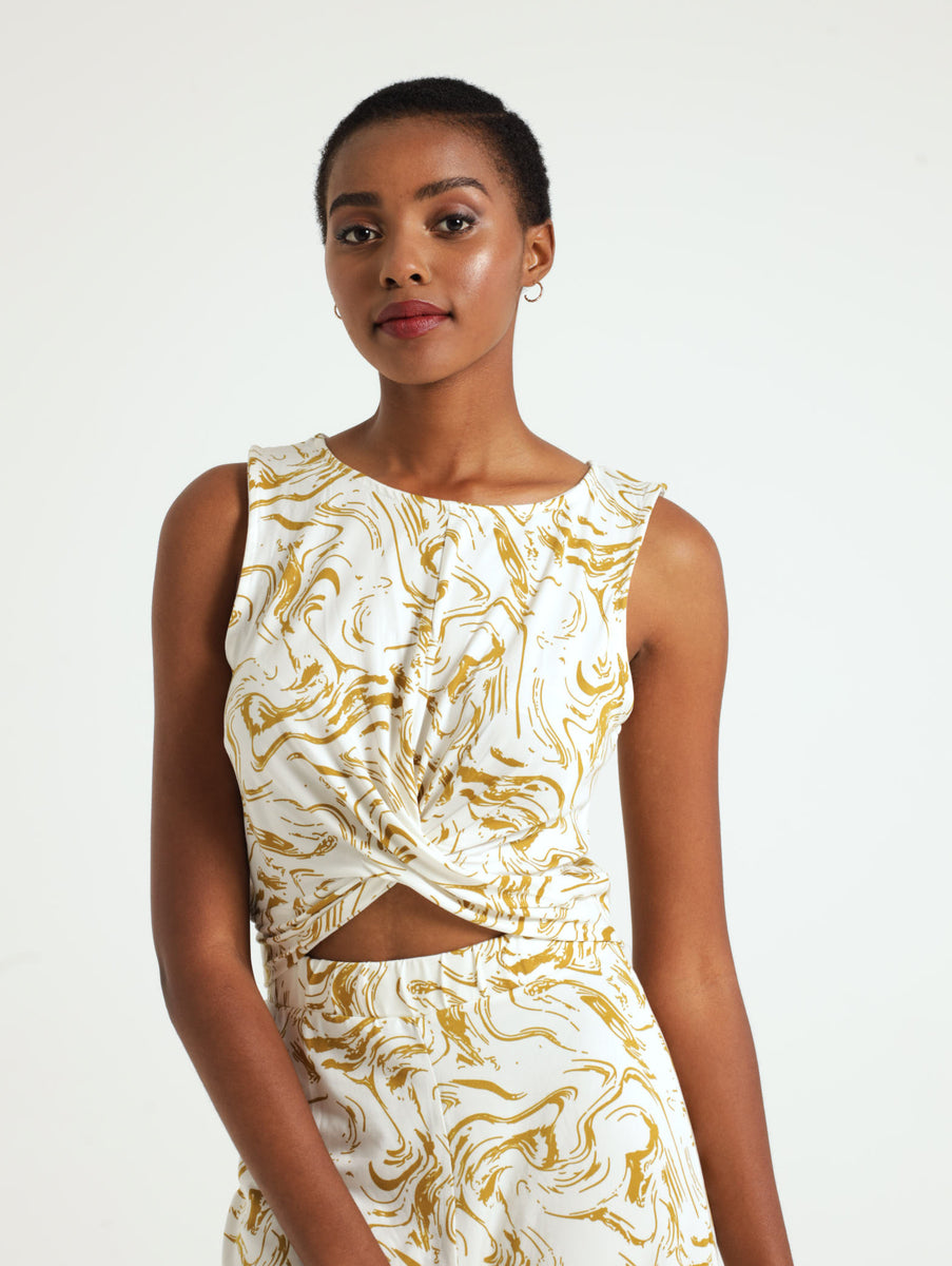 Knot Front Swirl Ditsy Top LEGiT