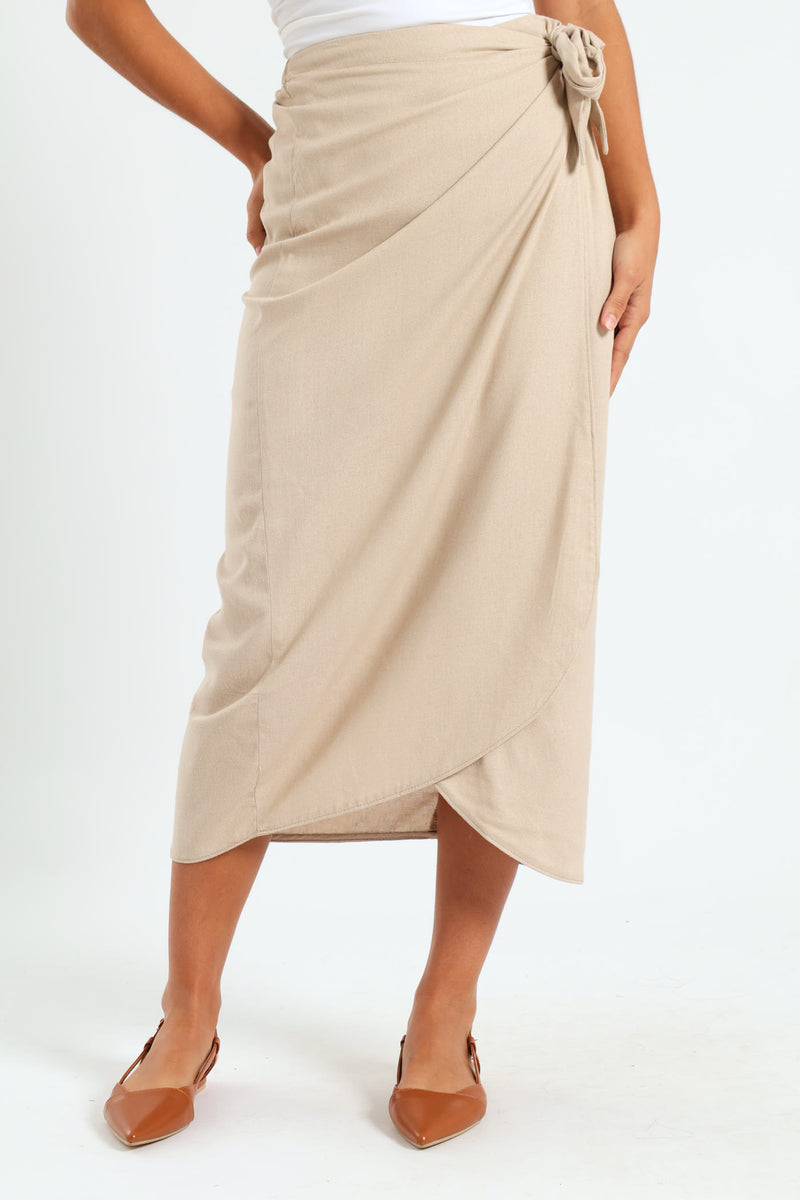 Linen Wrap Skirt - Beige – LEGiT
