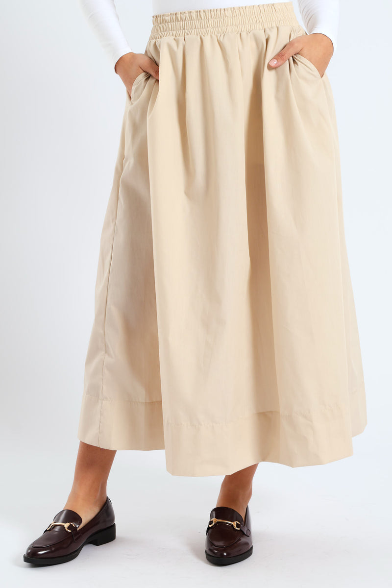 Midi Skirt with Elastic Waistband and Back Zipper main image 1