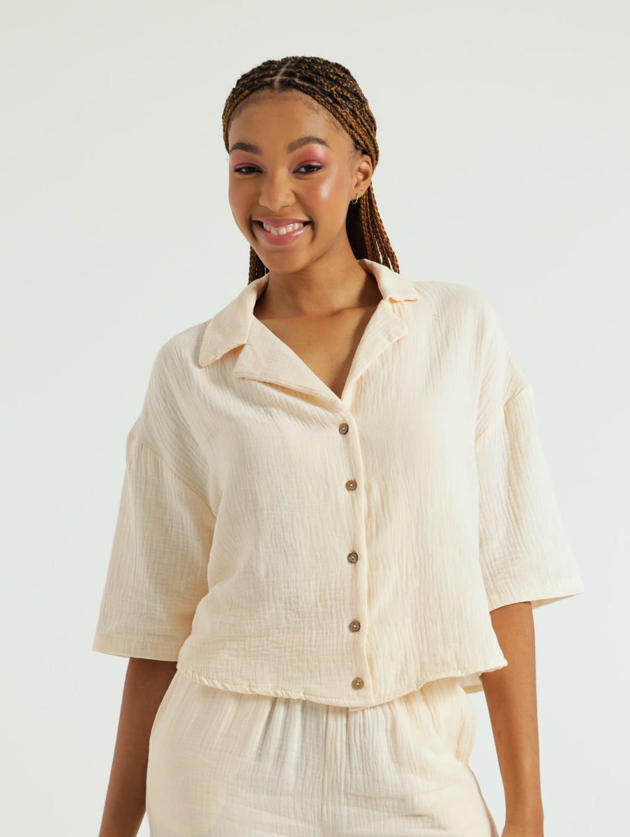 Cheese Cloth Shirt Cream LEGiT