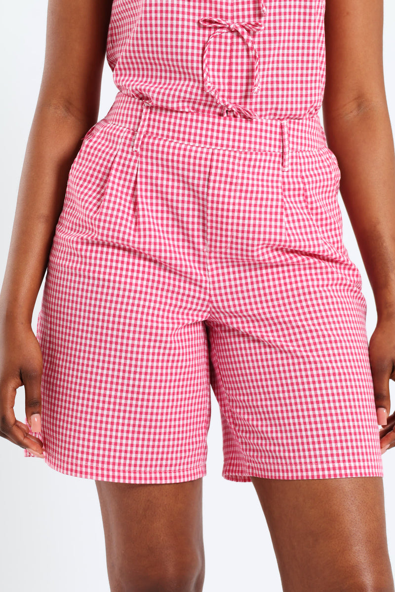 Gingham Print Shorts - Pink – LEGiT