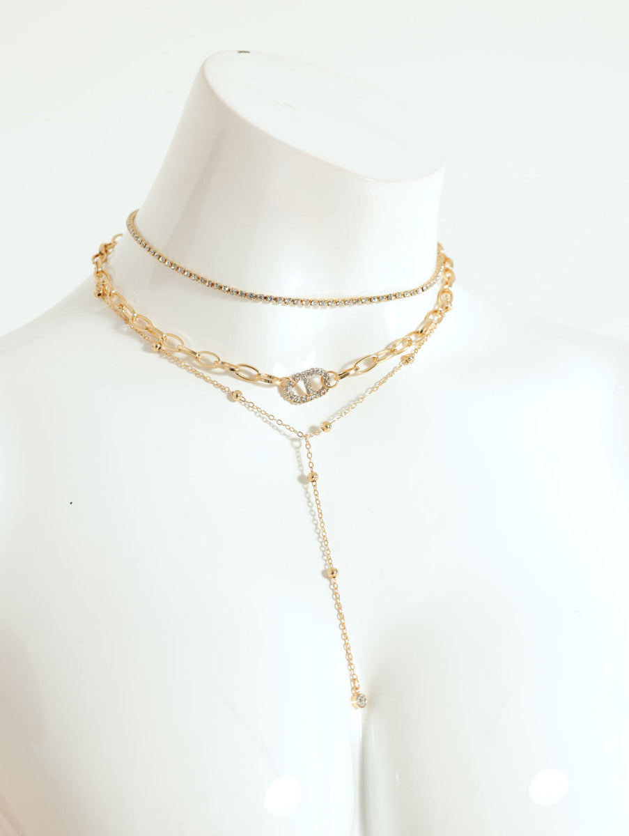 3 Layer Diamante Chunky Necklace LEGiT