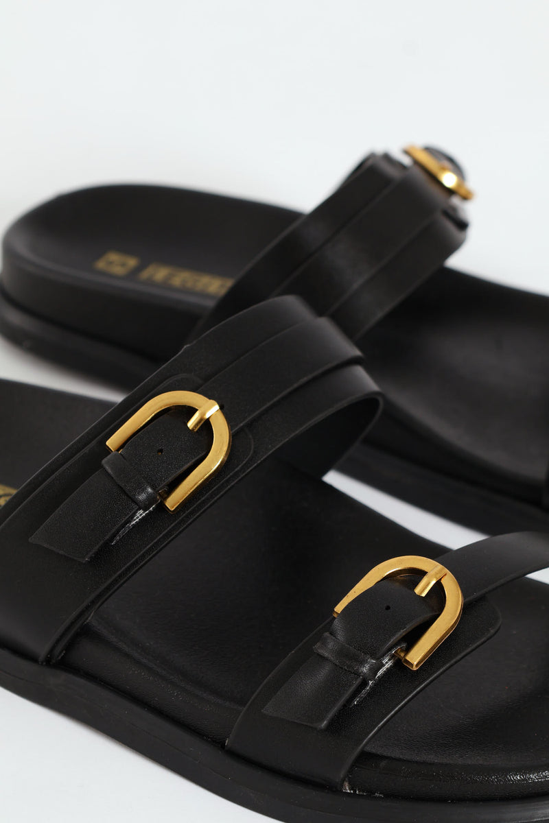 Black Studded Sandal with Buckles main image 0