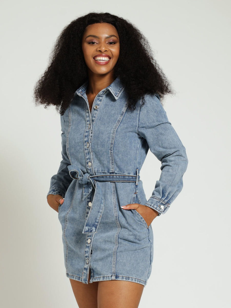 Long Sleeve Jean Shift Dress Long Sleeve Denim Shirt Dress Salty
