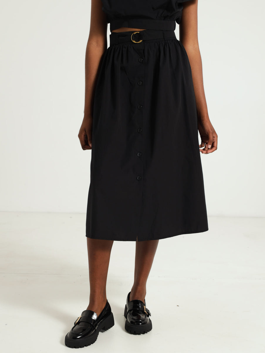 Bea Poplin Midi Skirt