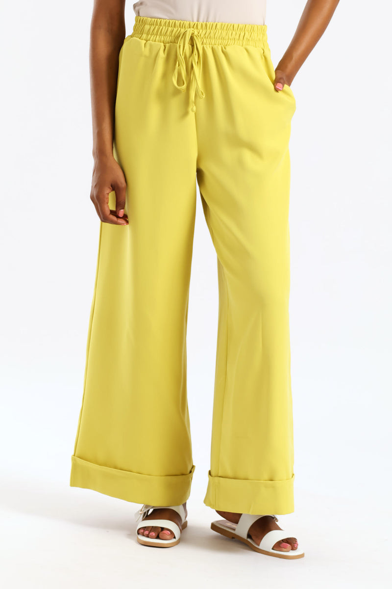 Turn Up Hem Elastic Waist Pants - Chartreuse – LEGiT