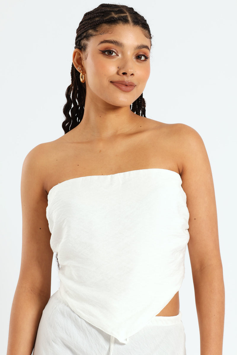 Linen Hanky Boobtube - White – LEGiT