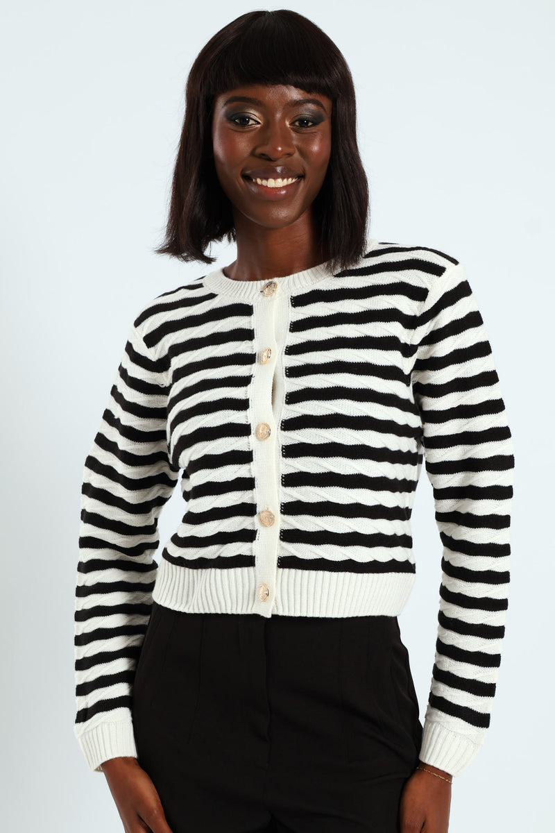 Stripe Cardigan - Black/White – LEGiT
