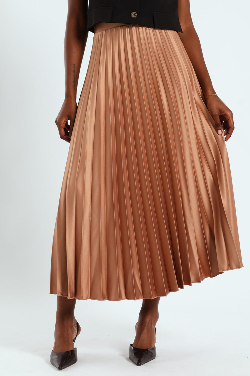 Pleated Skirt - Brown – LEGiT