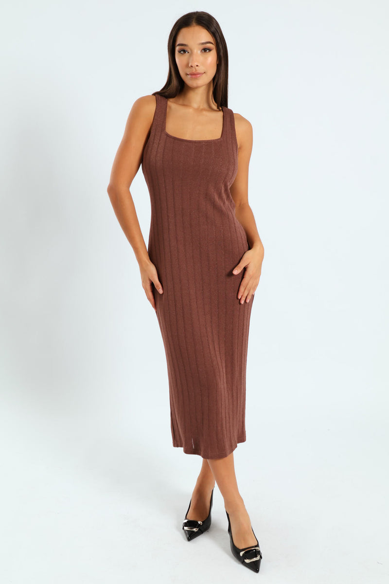 Short Sleeve Metallic Knit Dress