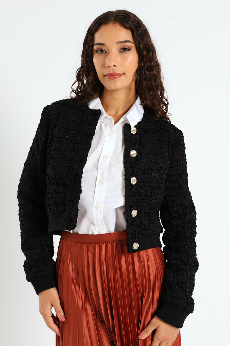 Tweed Bomber Jacket - Black – LEGiT