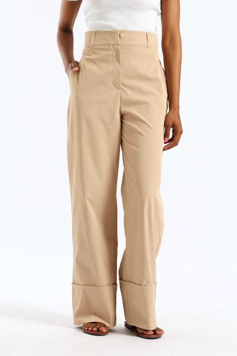 Turn Up Leg Twill Pants - Stone – LEGiT