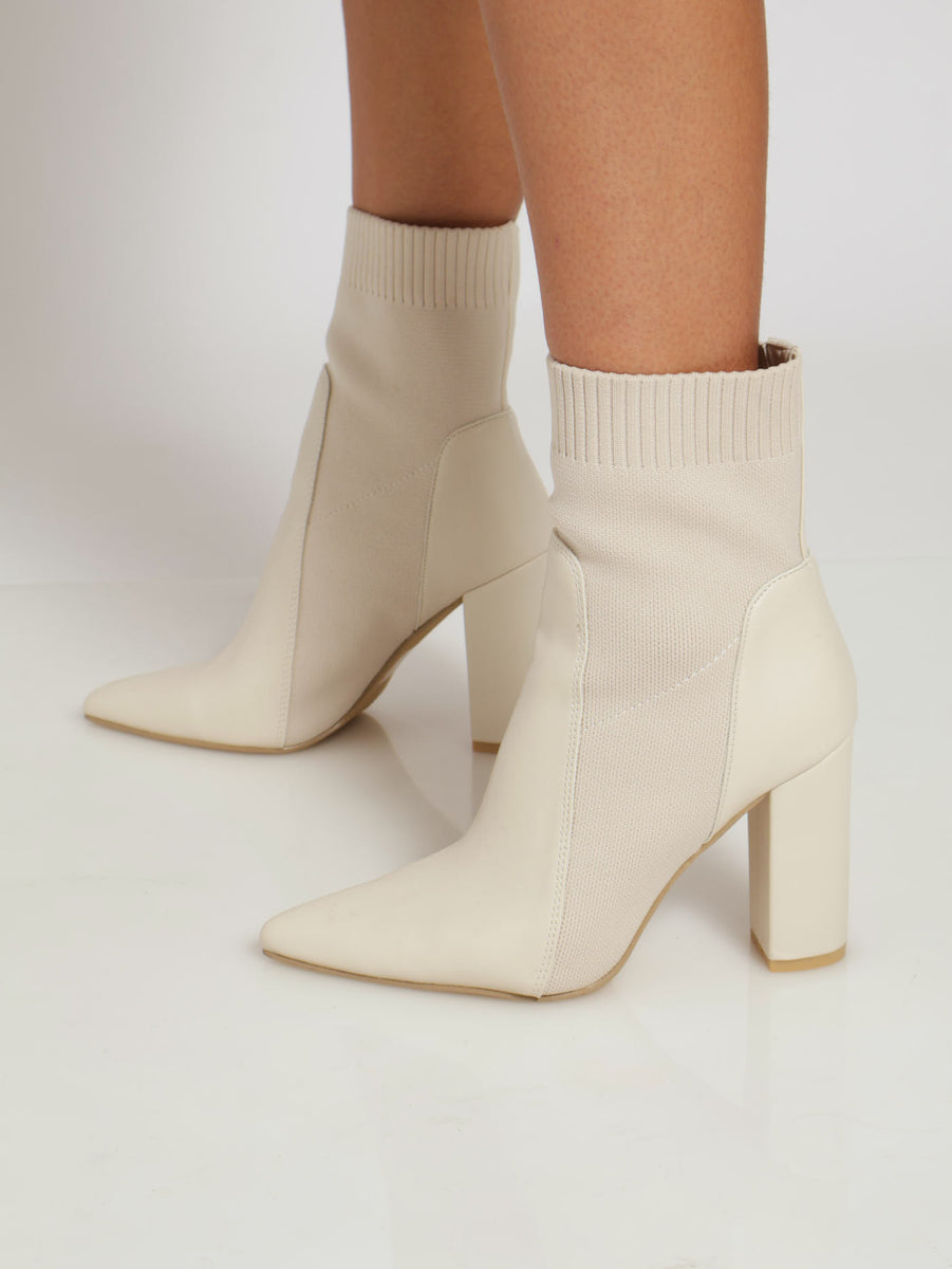 Jo Mercer Off White Heeled Boots Jo Mercer Ankle Boot Off White