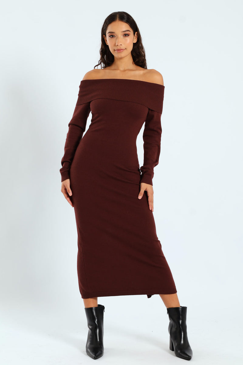 Off The Shoulder Knitwear Dress