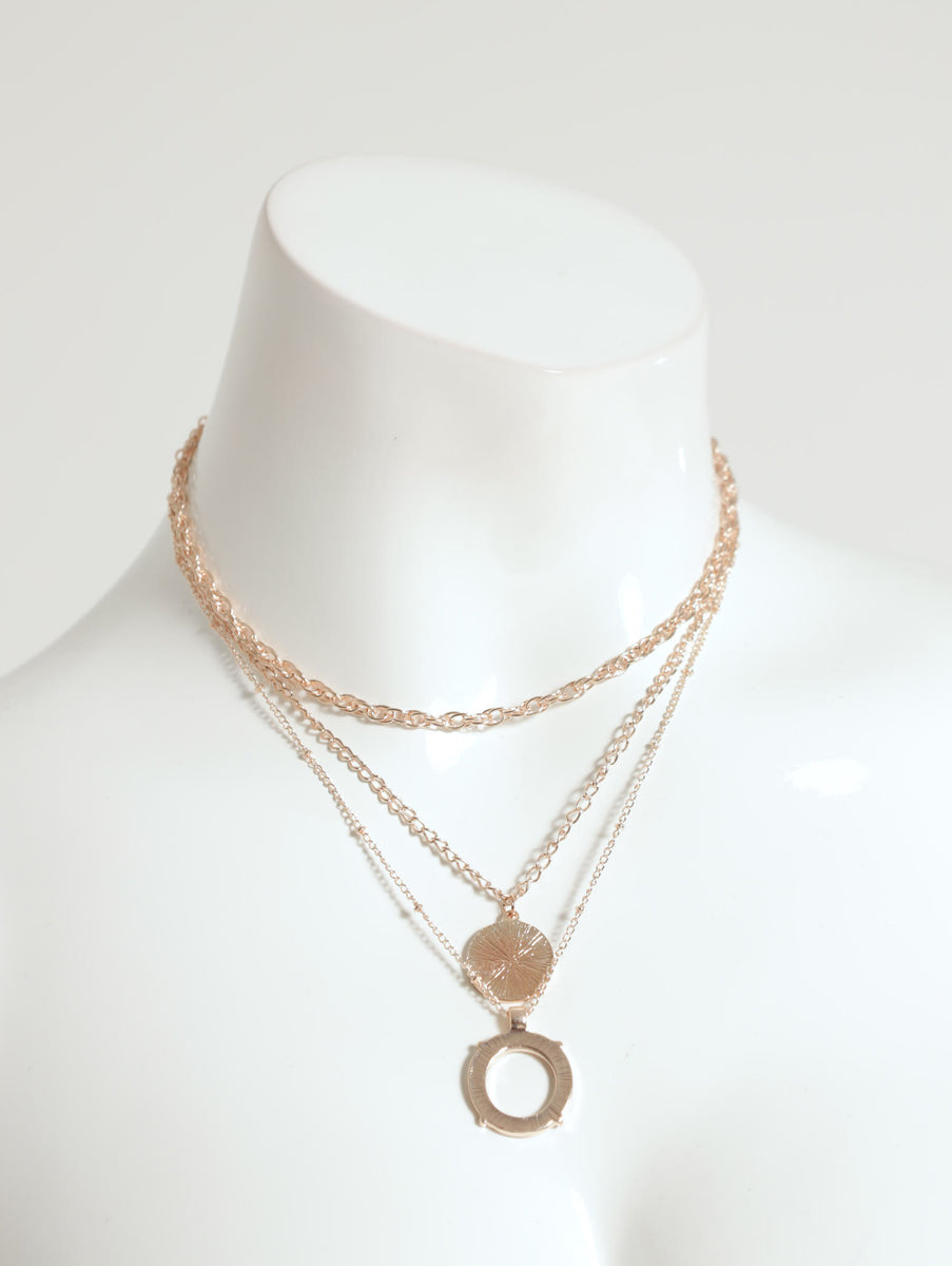 3 Layer Chunky Twisted Branded Pendant Necklace LEGiT