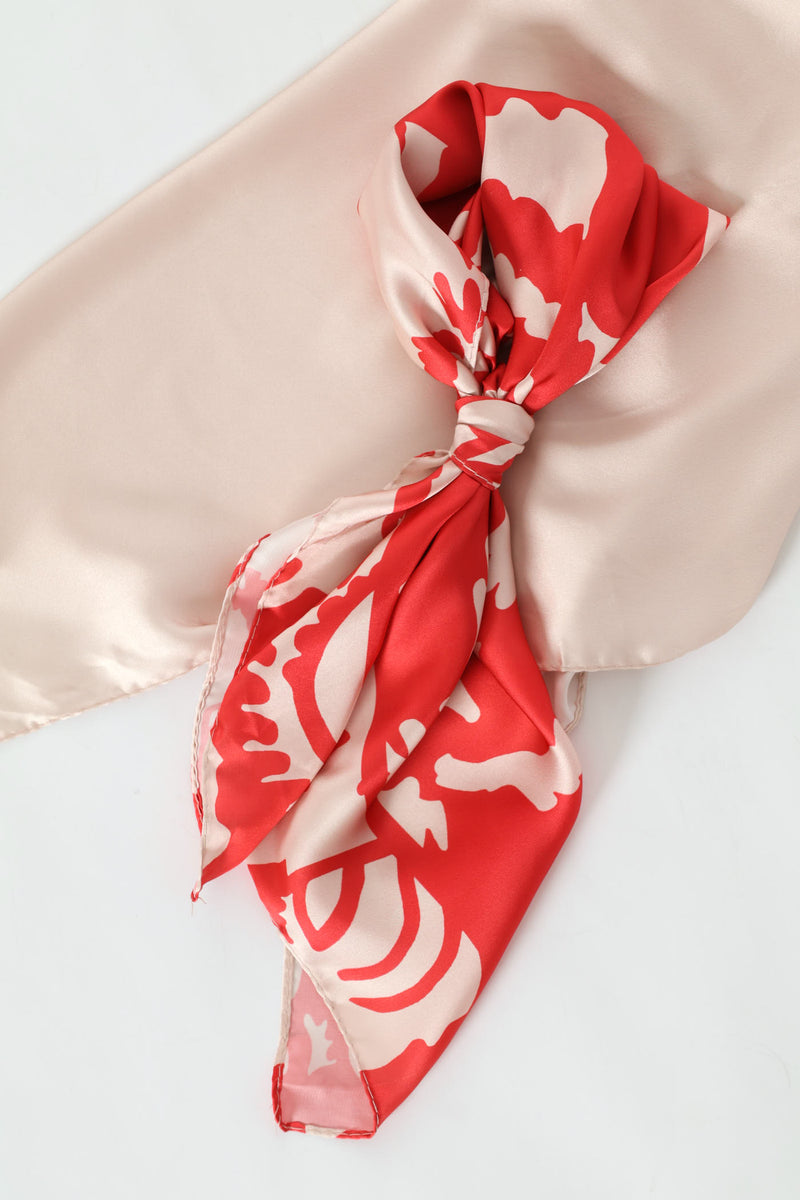 2 Pack Abstract Printed & Plain Satin Scarves - Red – LEGiT