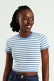 Stripe Knitwear Tee - White/Blue