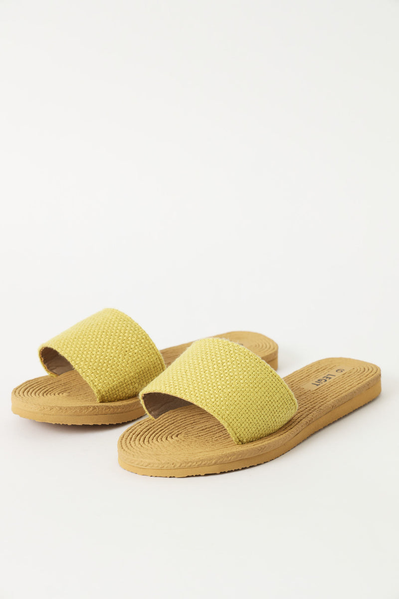 Canvas One Strap Mule Sandal - Chartreuse – LEGiT