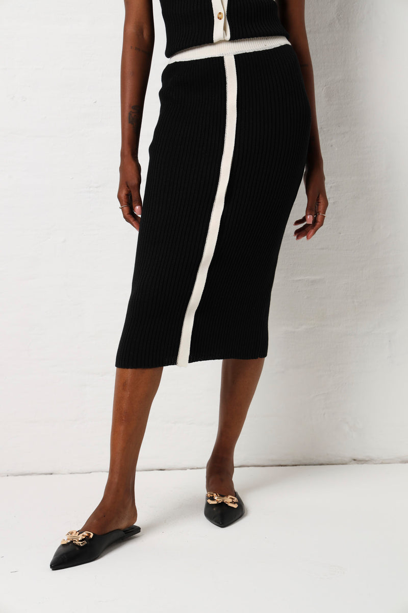 Contrast Binding Midi Skirt - Black/Cream – LEGiT