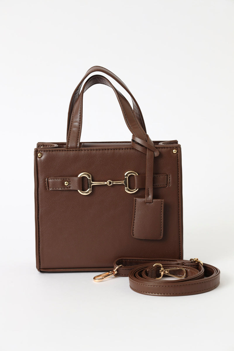 Front Metal Trim Tote Bag - Chocolate – LEGiT