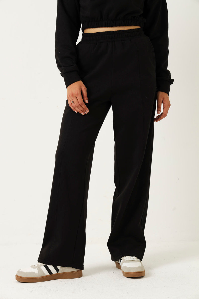 Wide Leg Fleece Pant - Black – LEGiT