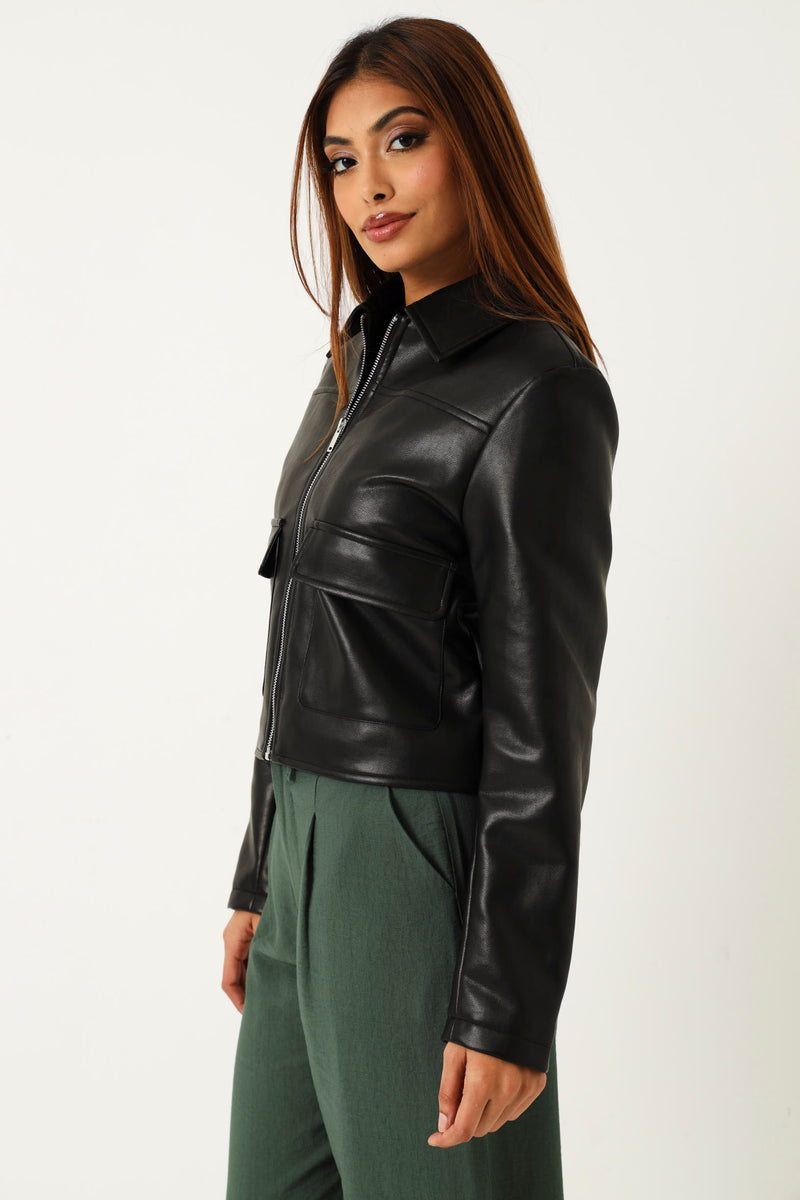 Pocket Detail Pu Jacket - Black – LEGiT