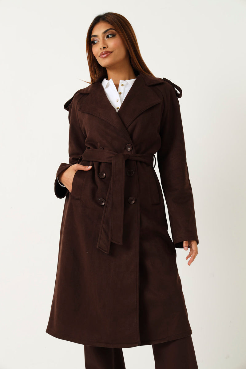 Longer Length Suede Trench Coat - Brown – LEGiT Longer Length Suede Trench Coat - Brown – LEGiT