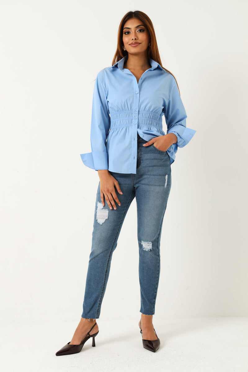 Oblada CINCH POSTMAN SHIRT ブルー Oblada CINCH POSTMAN SHIRT ブルー HI VIZ 100% COTTON VENTED SHORT