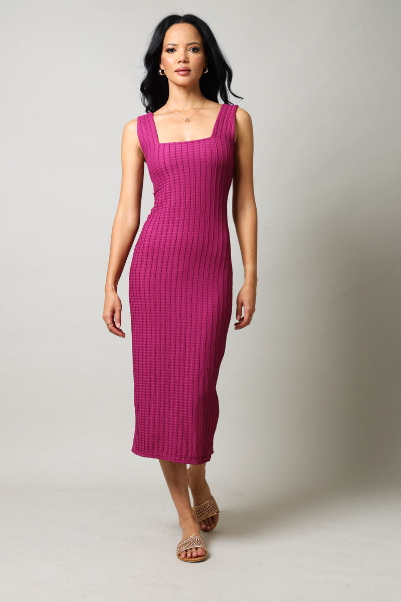 Sleeveless Bodycon Textured Knit - Magenta – LEGiT