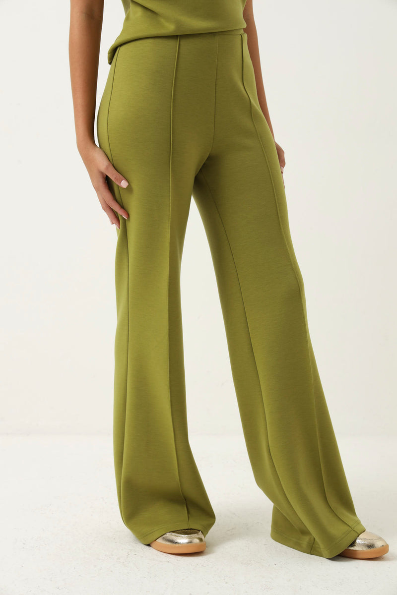 Pintuck Flared Soft Touch Pants - Chartreuse – LEGiT
