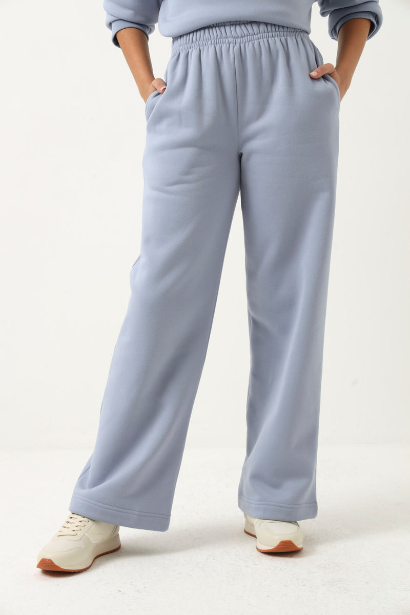 Wide Leg Fleece Pant - Blue – LEGiT