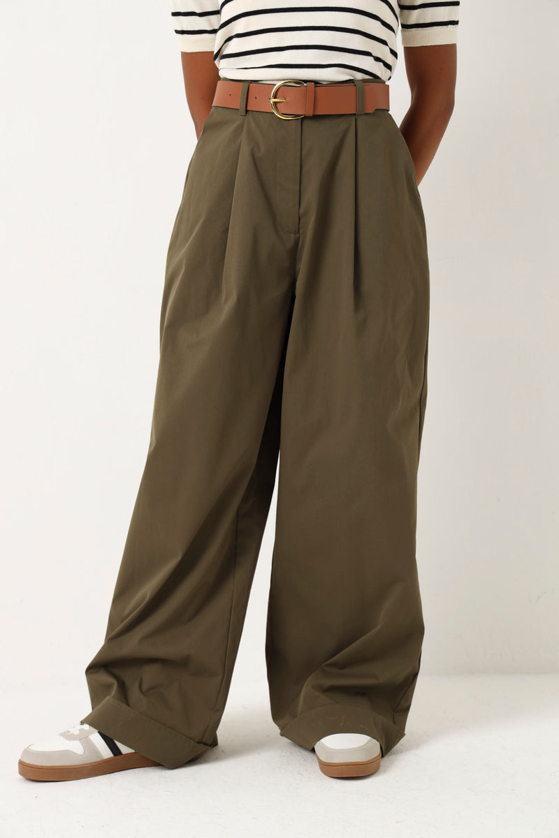 パンツ [3] Kapital Wrap belted wide pants Olive Belted Wide leg Pleated Twill Pant - Fatigue – LEGiT
