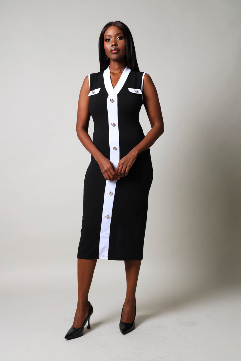 Sleeveless Contrast Bodycon Dress