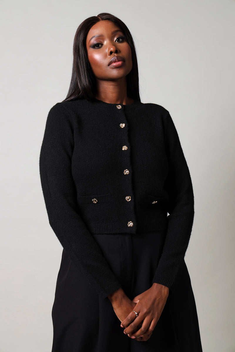 Long Sleeve Chunky Cardigan - Black – LEGiT