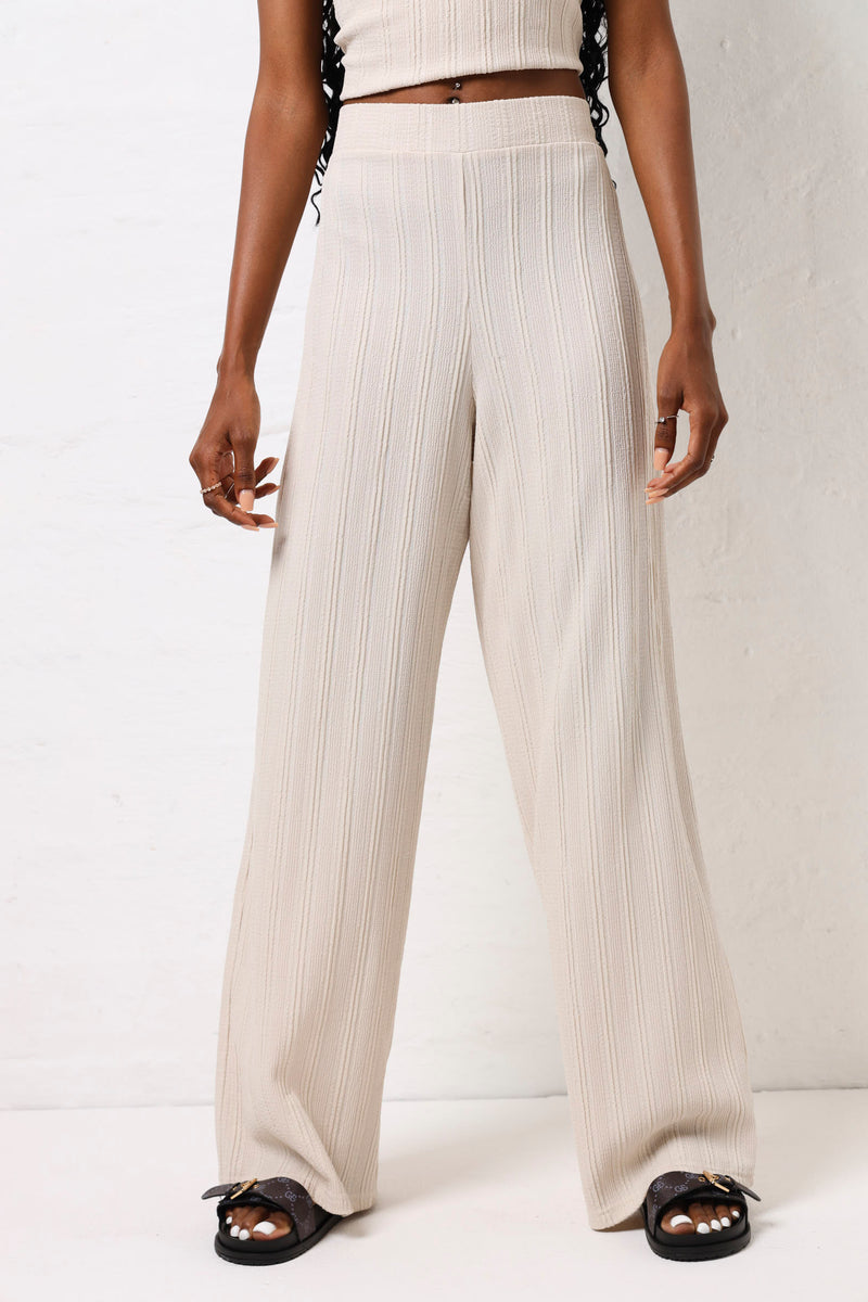 Self Stripe Wide Leg Knit Pants - Cream – LEGiT