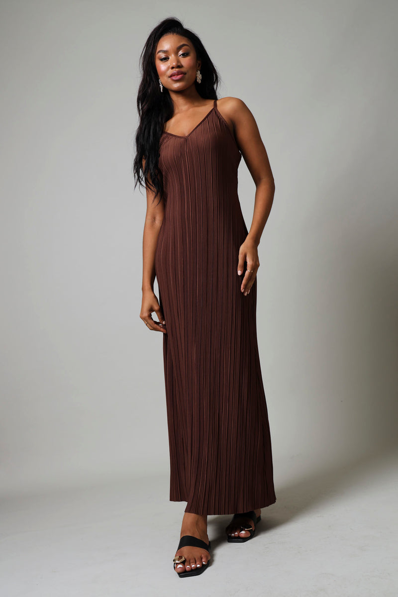 Strappy Maxi Flare Hem Bodre Dress - Brown – LEGiT