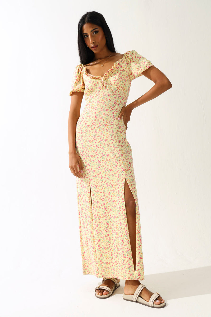 Shorst Sleeve Floral Midi Dress - Multi – LEGiT