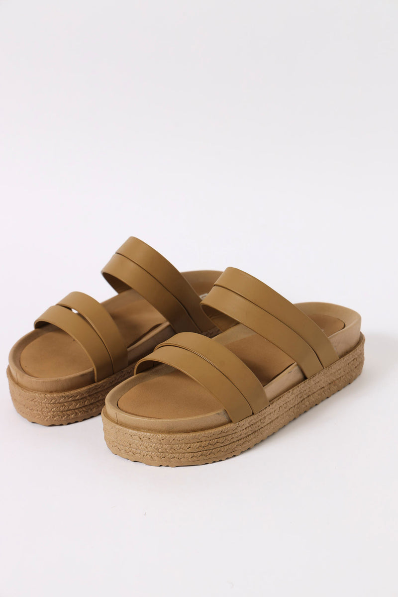 Flatform Textured Sandal - Tan – LEGiT