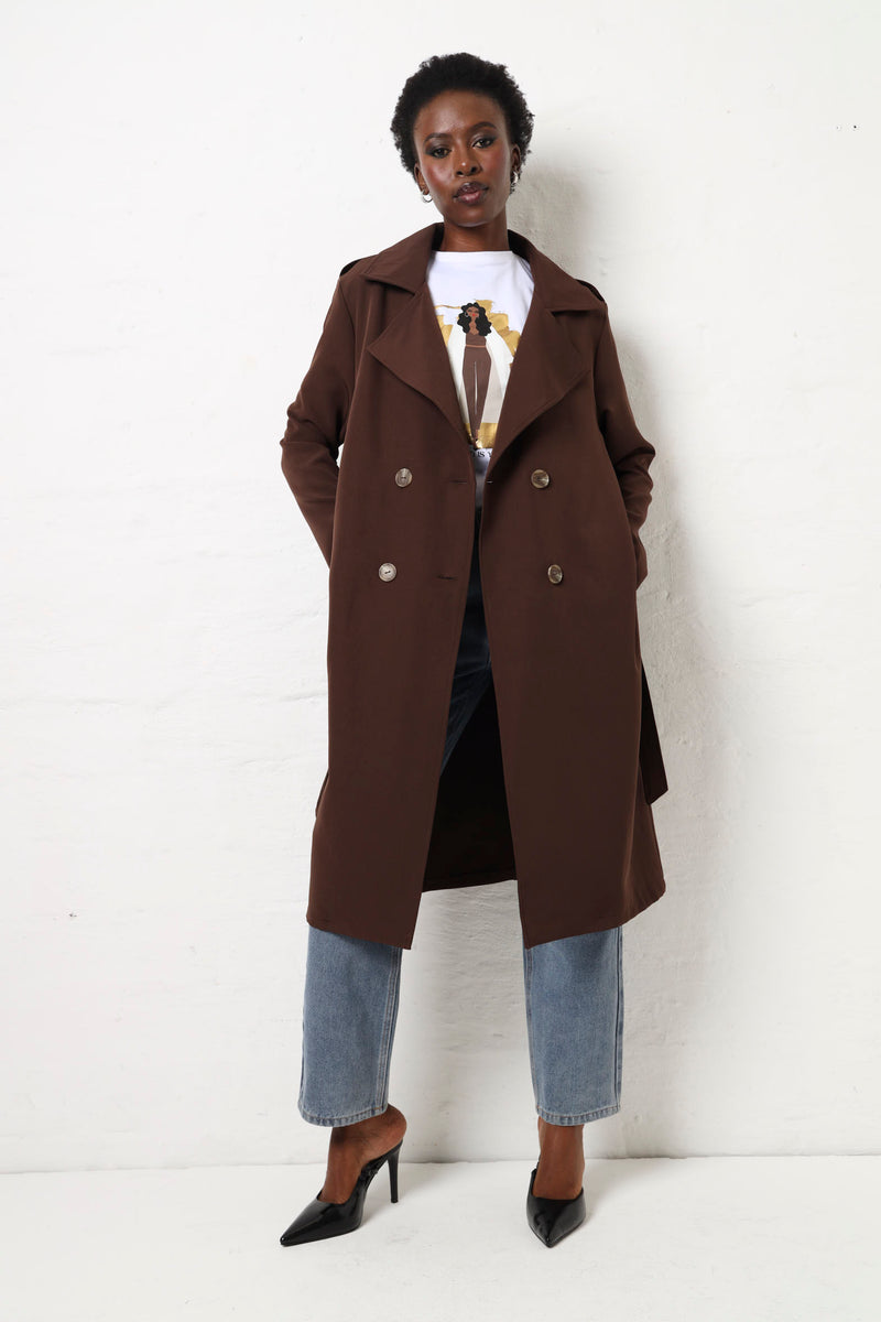 Longer Length Unlined Trench - Chocolate – LEGiT
