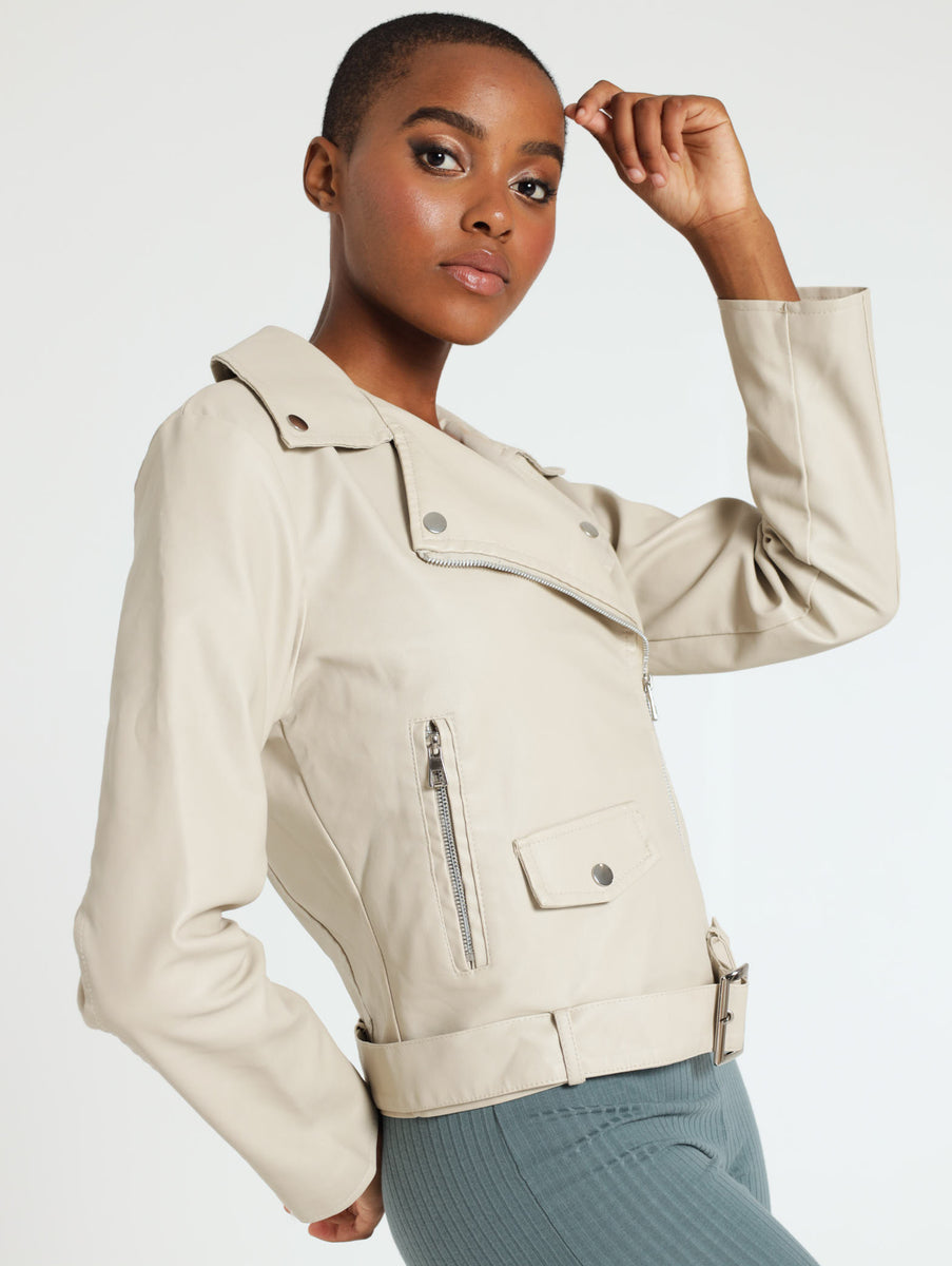 Belted Pu Biker Jacket LEGiT