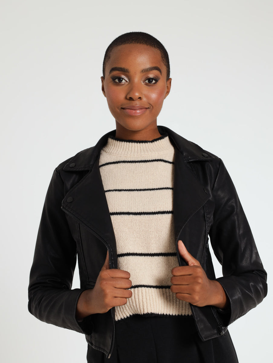 PU Zip Detail Biker Jacket – LEGiT