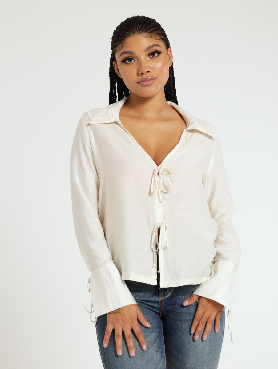 Tie-Waist Long Sleeve Shirt main image 0