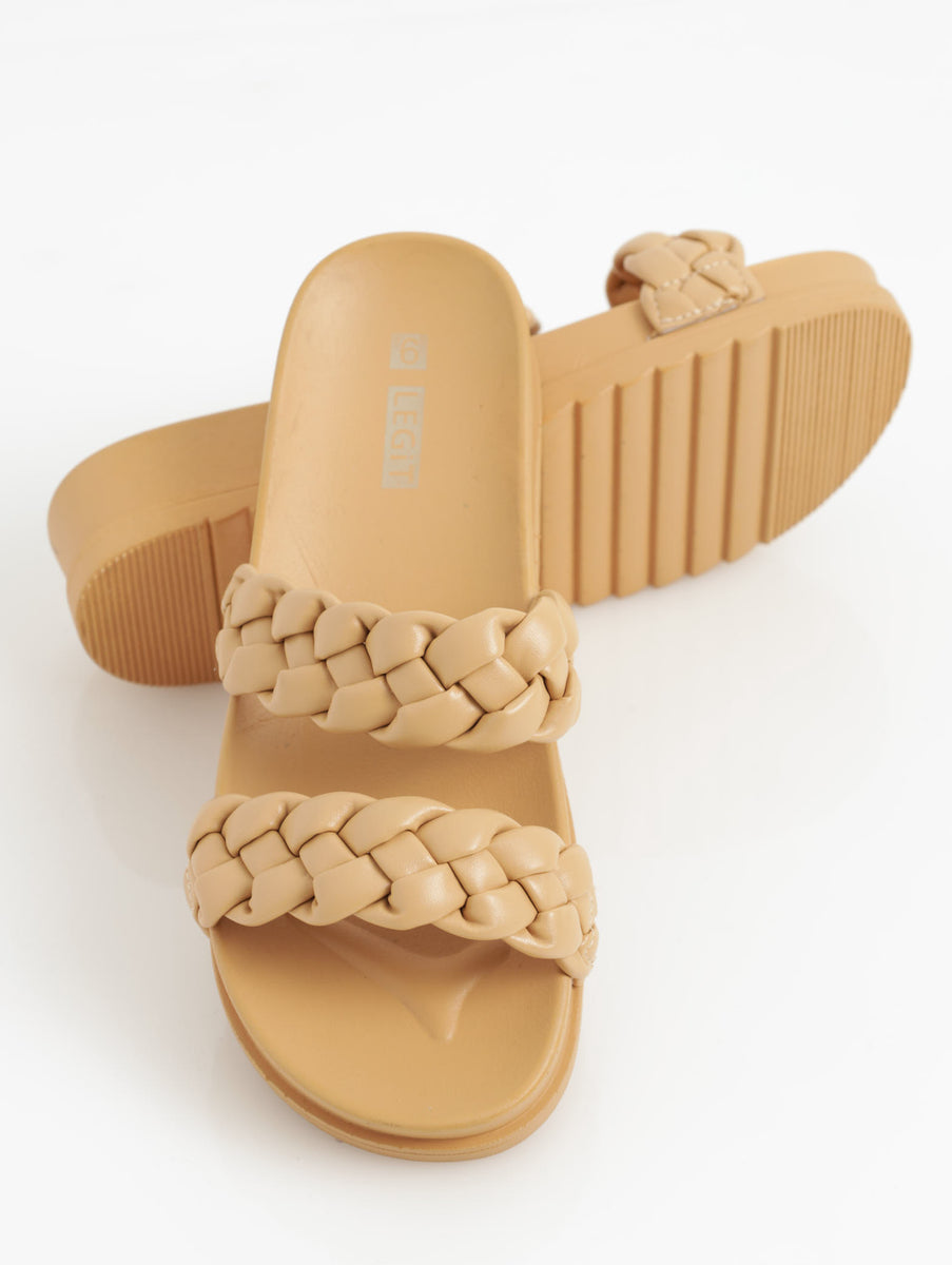 mule sandal 30 cloud blue quilted waxed leather