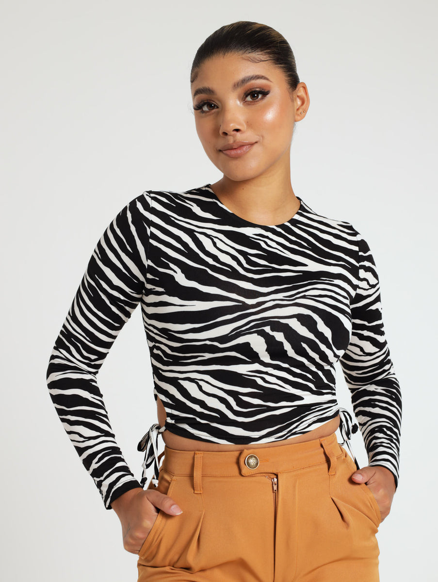 Side Guaged Long Sleeve Slinky Top LEGiT