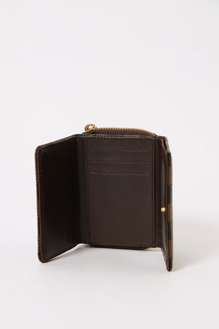 Printed Compartment Wallet - Brown